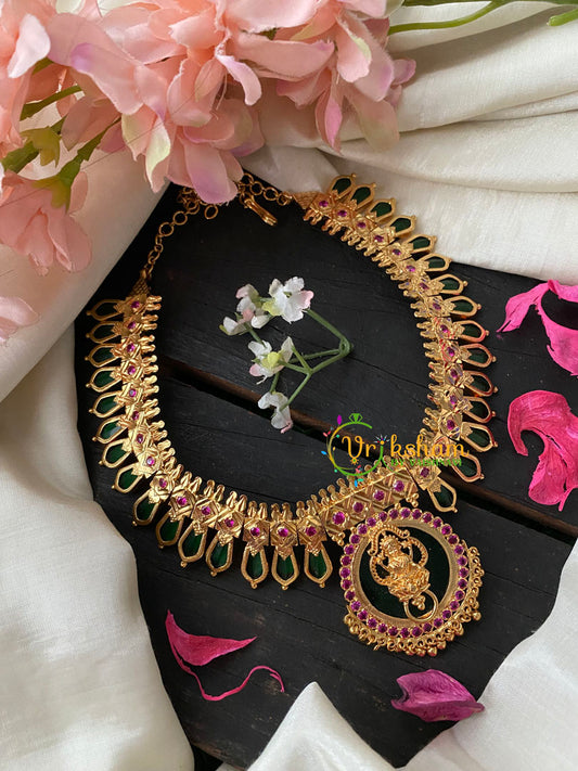 Gold Look Alike Palakka Lakshmi Short Neckpiece-G4183