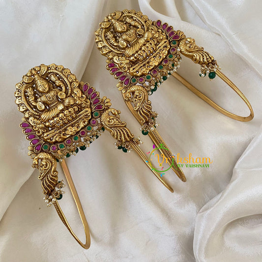 Traditional Lakshmi Vangi-Temple Armlet-Green Bead and Pearl -G6545