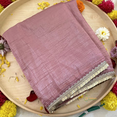 Light Pastel Pink Plain Organza Saree-VS3618