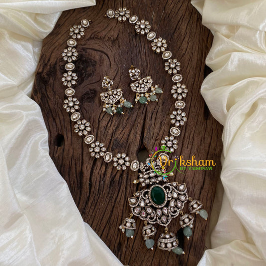 Green Victorian Diamond Short Neckpiece -VV1182