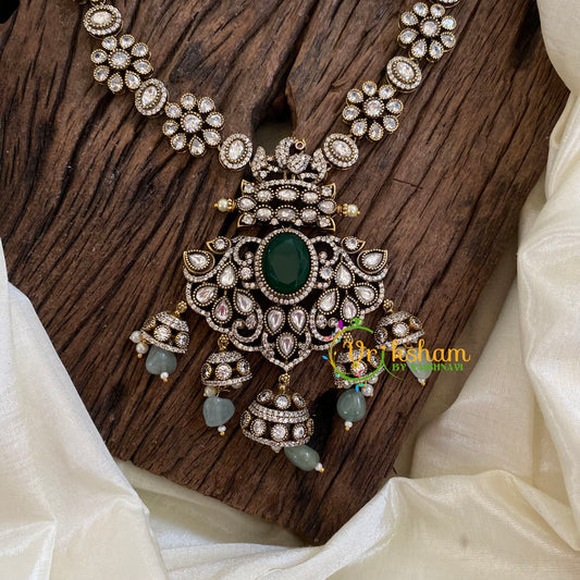 Green Victorian Diamond Short Neckpiece -VV1182