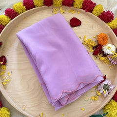 Lavender Plain Chiffon Saree-VS3602