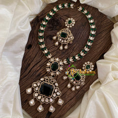 Green Victorian Diamond Short Neckpiece -Pearl-VV1180