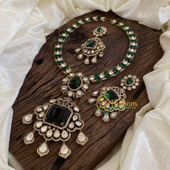 Green Victorian Diamond Short Neckpiece -Pearl-VV1180