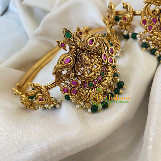 Traditional Lakshmi Vangi-Temple Armlet -Green Bead Pearl-G6549