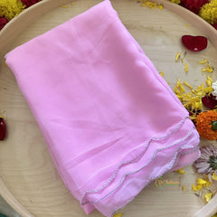 Rose Pink Plain Chiffon Saree-VS3607