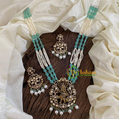 Layered Green Bead Victorian Diamond Short Neckpiece-Narthana Krishna -VV1189