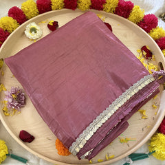 Light Maroon Plain Organza Saree-VS3617