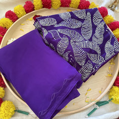 Violet Plain Chiffon Saree-VS3611