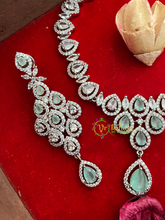 Pastel Green American Diamond Neckpiece-G3231