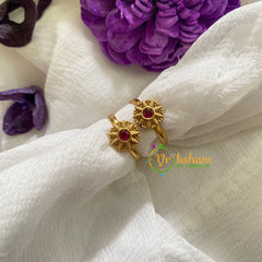 Premium AD Stone Toe Rings -Star Red-G7598
