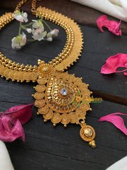 Traditional Kerala Coin Style Short Neckpiece-White-G4276