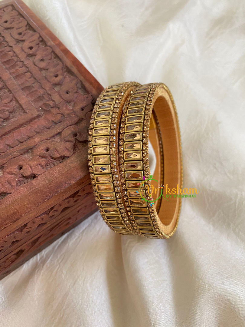 Silk Thread Kada Kundan Bangle -Gold Brown -G6081