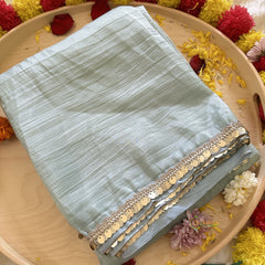 Pastel Green Plain Organza Saree-VS3600