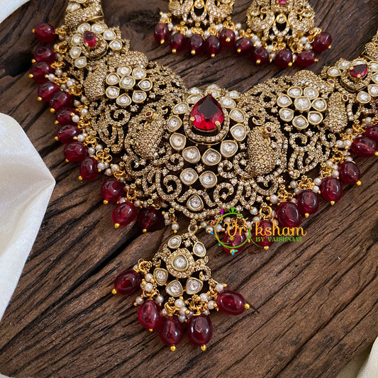 Red Victorian Diamond Choker Short Neckpiece -VV1213