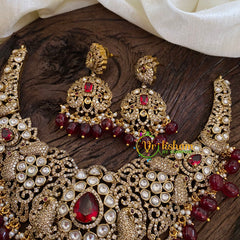 Red Victorian Diamond Choker Short Neckpiece -VV1213