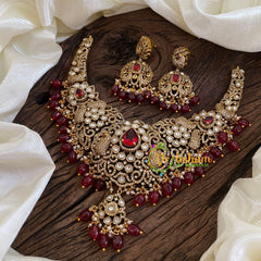 Red Victorian Diamond Choker Short Neckpiece -VV1213