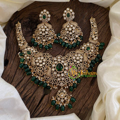 Green Victorian Diamond Choker Short Neckpiece -VV1183