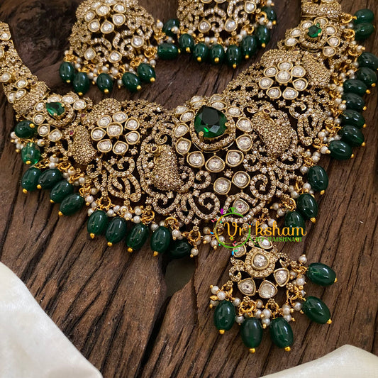 Green Victorian Diamond Choker Short Neckpiece -VV1183