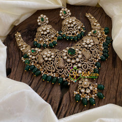 Green Victorian Diamond Choker Short Neckpiece -VV1183