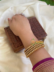 Thin Silk Thread Kundan Bangle -Round - G6087