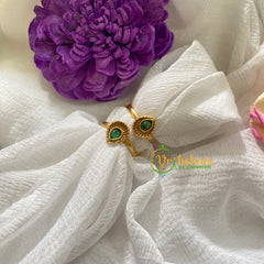 Premium AD Stone Toe Rings -Peacock Feather-Green-G7580