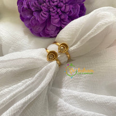 Premium AD Stone Toe Rings- Peacock Feather-Yellow-G7581