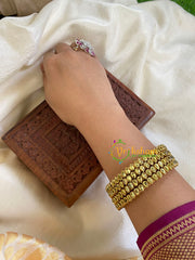 Thin Silk Thread Kundan Bangle -Glossy Yellow -G6118