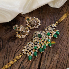 Green Victorian Diamond High Neck Choker-VV1246