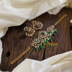 Green Victorian Diamond High Neck Choker-VV1246