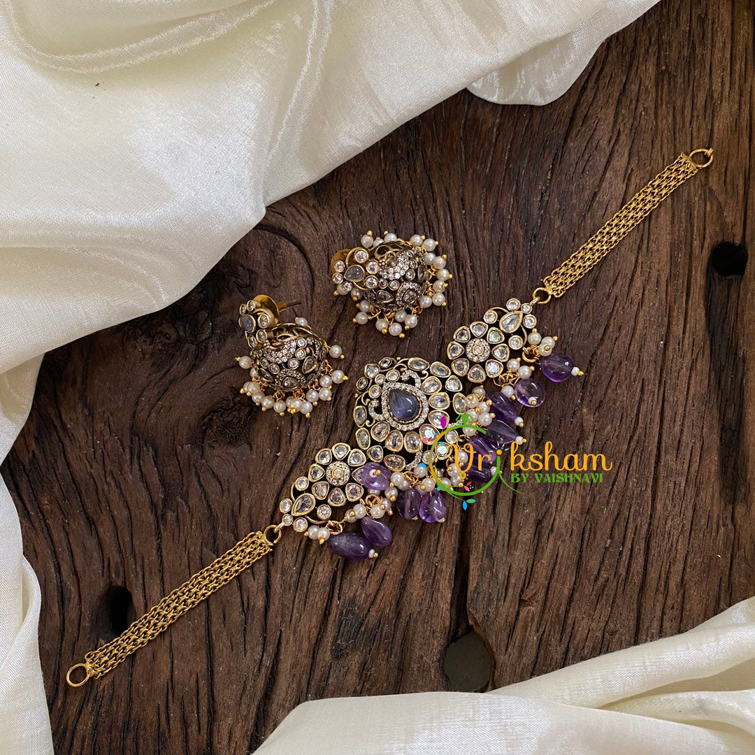 Purple Victorian Diamond High Neck Choker-VV1198