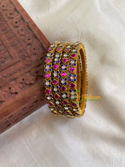 Silk Thread Kundan Bangle -Pink Blue- Dice and Dots-G6129