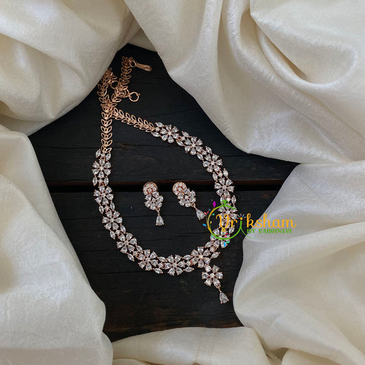 Rose Gold American Diamond Short Neckpiece -G6598