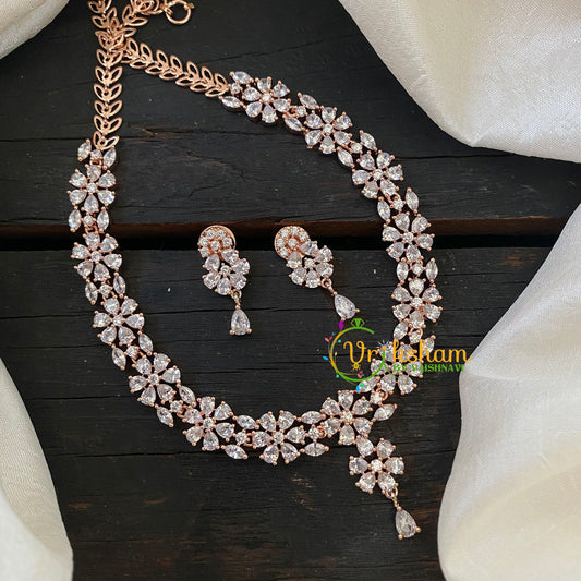 Rose Gold American Diamond Short Neckpiece -G6598