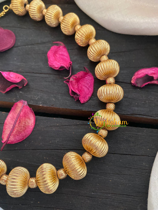 Gold Look Alike Gold Beads Short Neckpiece- G3188