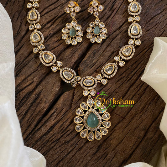 Pastel Green Victorian Diamond Short Neckpiece -VV1193