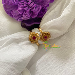 Premium AD Stone Toe Rings -String Flower -Red-G7528