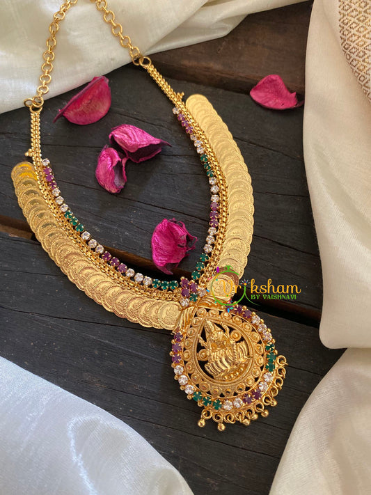 Gold Lakshmi Kaasumala Neckpiece with Pendant-RGW-g3181