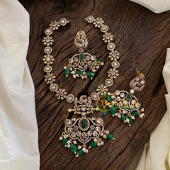 Green Bead Victorian Diamond Short Neckpiece -VV1191