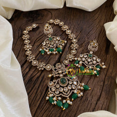 Green Bead Victorian Diamond Short Neckpiece -VV1191