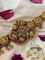 Antique Gold Look Alike Lakshmi High Neck Choker-G4370