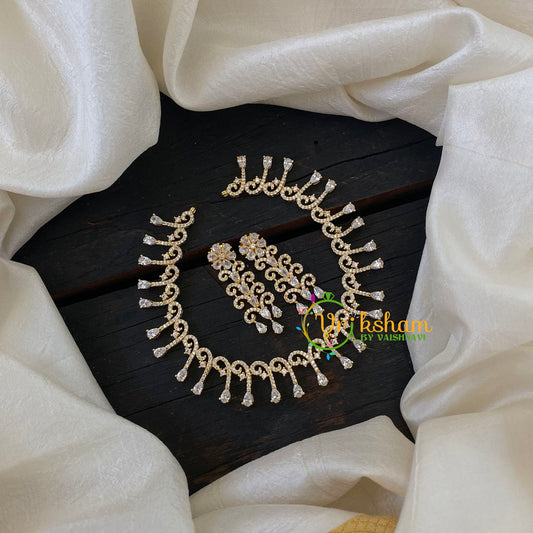 Gold Tone American Diamond Choker Short Neckpiece -G6587