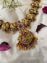 Antique Gold Look Alike Lakshmi Neckpiece-Peacock Lakshmi-G4321