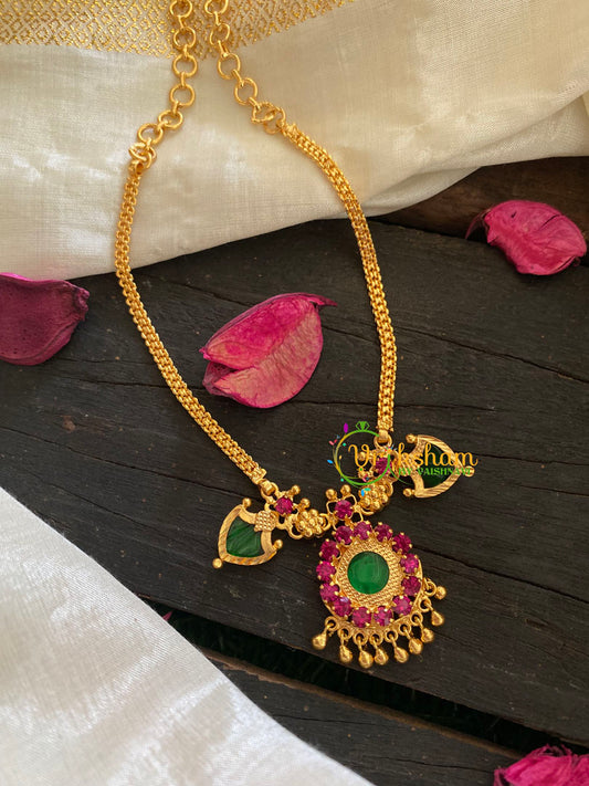 Gold Look Alike Palakka Neckpiece- 3 pendant-G3175