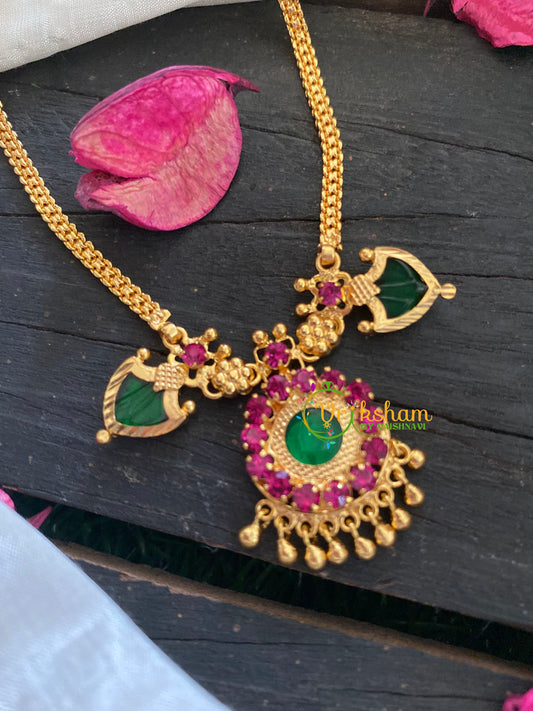 Gold Look Alike Palakka Neckpiece- 3 pendant-G3175