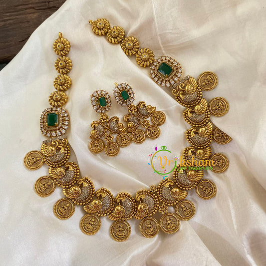 Premium AD Stone Neckpiece with Stone Mogappu -G7450