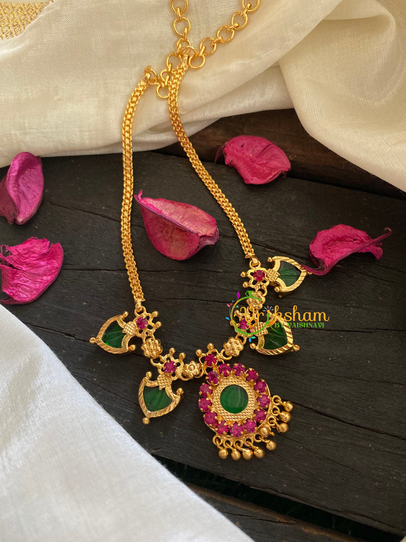 Gold Look Alike Palakka Neckpiece- 5 pendant-G3176