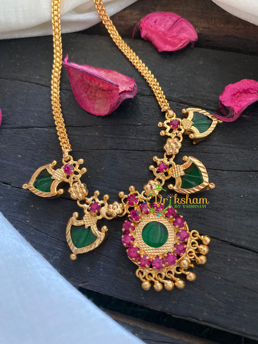 Gold Look Alike Palakka Neckpiece- 5 pendant-G3176