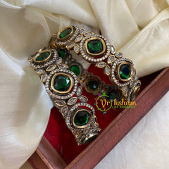 Green Victorian Diamond Bangles-VV1160