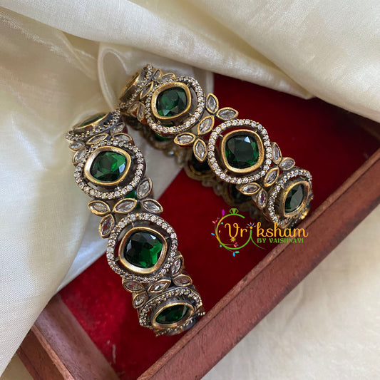 Green Victorian Diamond Bangles-VV1160